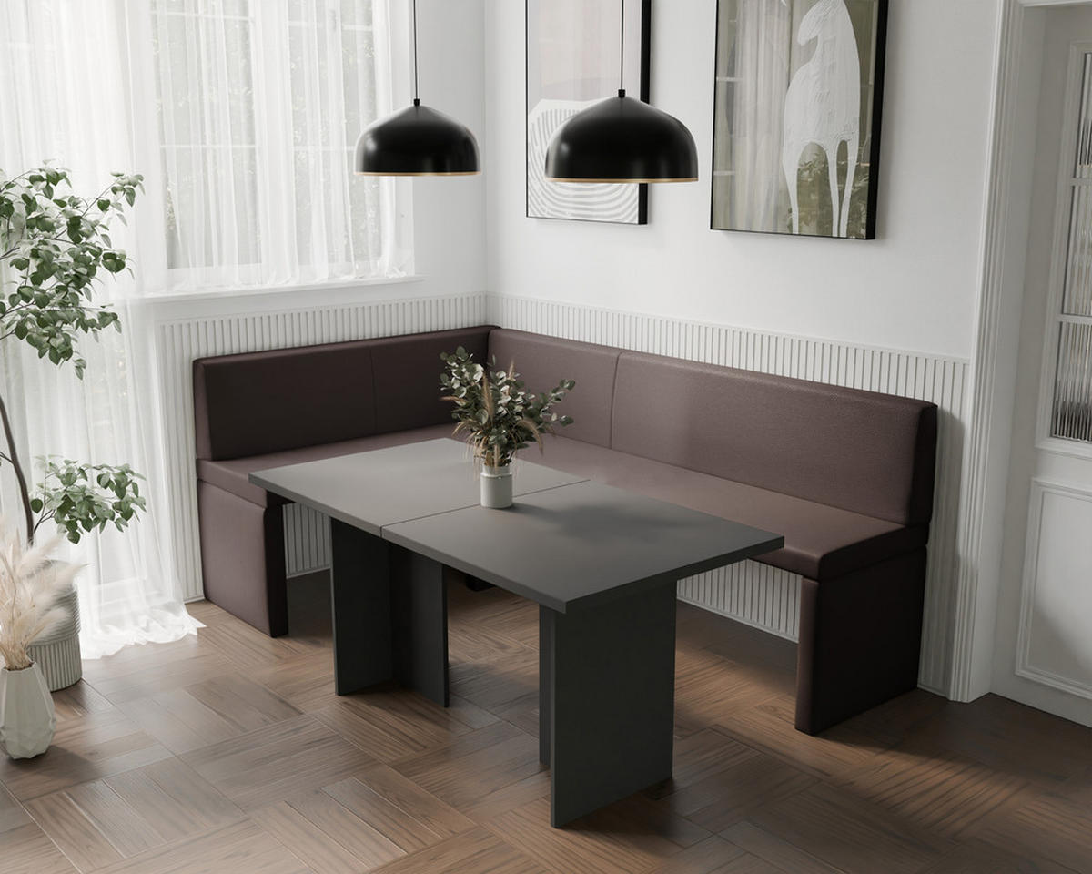 ECKBANK links OWEN Kunstleder, 128/168 cm Braun - Braun, Holz/Kunststoff (128/168cm) - Idohome