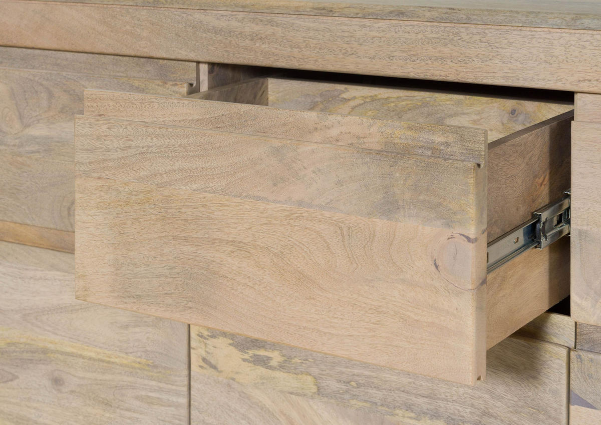 SIDEBOARD Mango 185x40x80 weiß lackiert TORONTO #302 - Weiß, Holz (185/80/40cm) - Massivmoebel24
