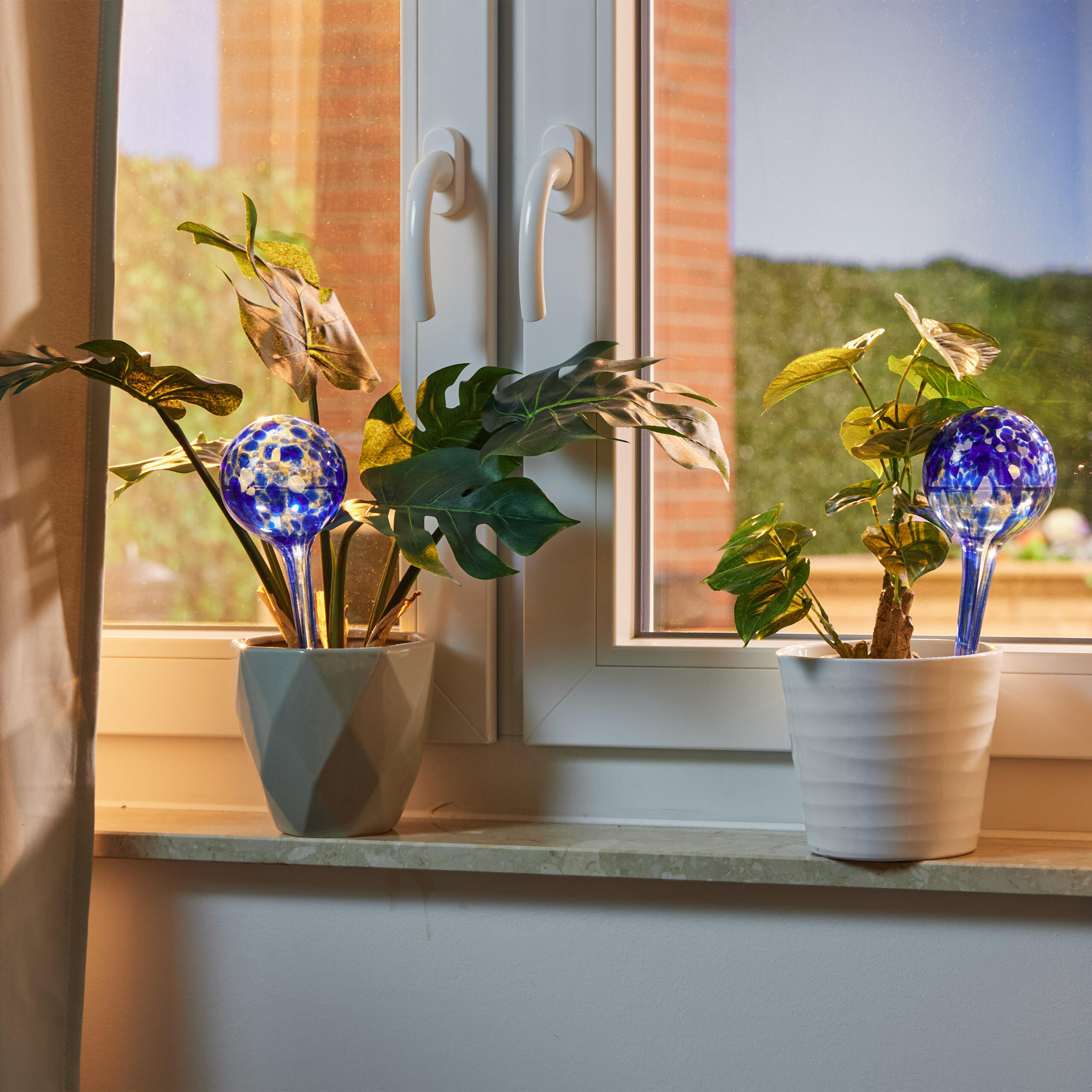 4XBEWÄSSERUNGSKUGEL - Blau, Glas (9/30/9cm) - Relaxdays