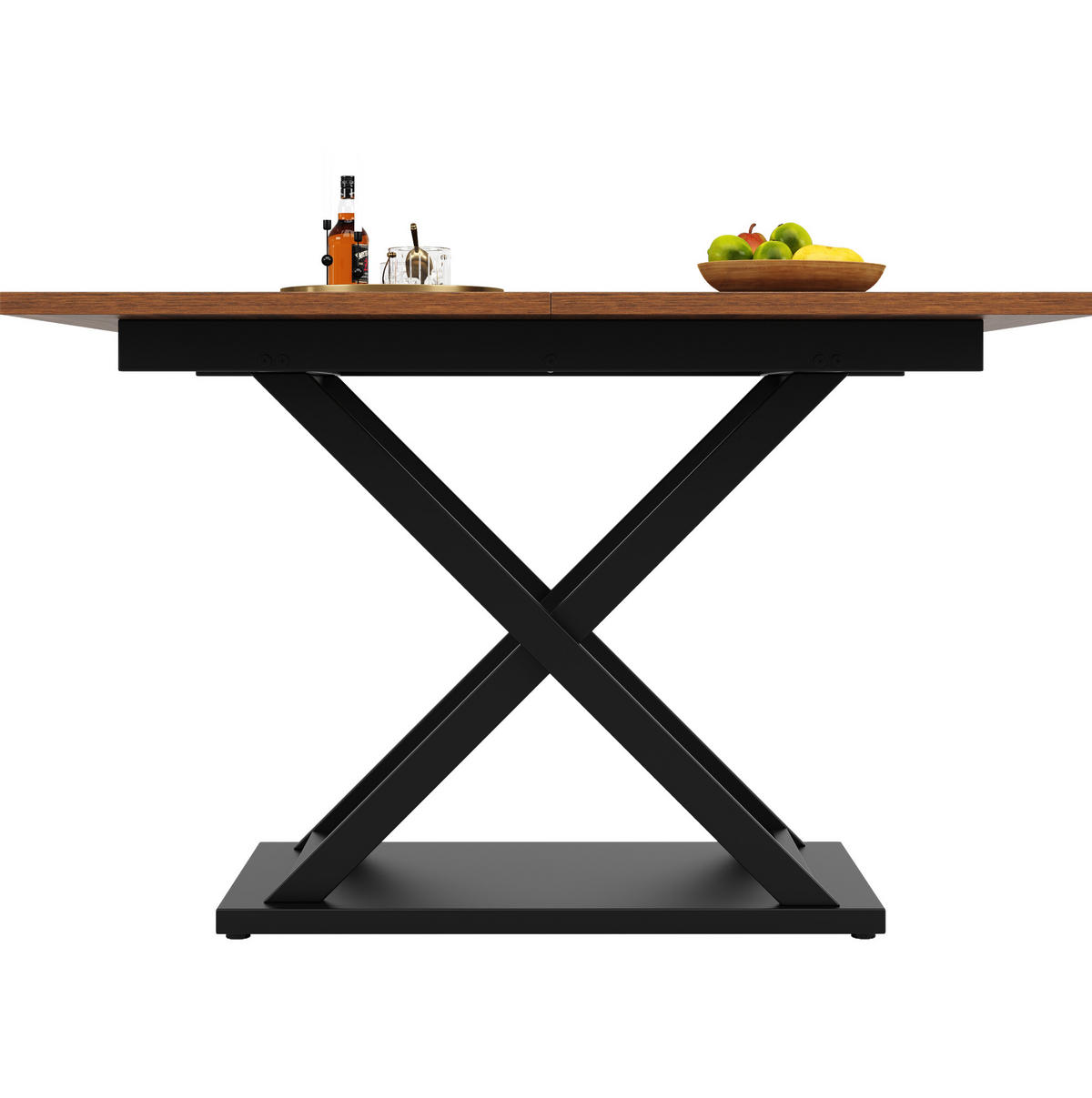 ESSTISCH Teleskoptisch 120/80cm mit Kreuzbeinen in Walnussfarbe - Walnussfarben, Holzwerkstoff (160/80/75cm) - OKWISH