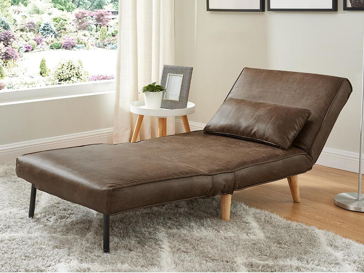 FUTONSESSEL - Microfaser - Vintage Look - Braun - POSIO - Braun, Textil (78/75/74cm) - Vente-Unique