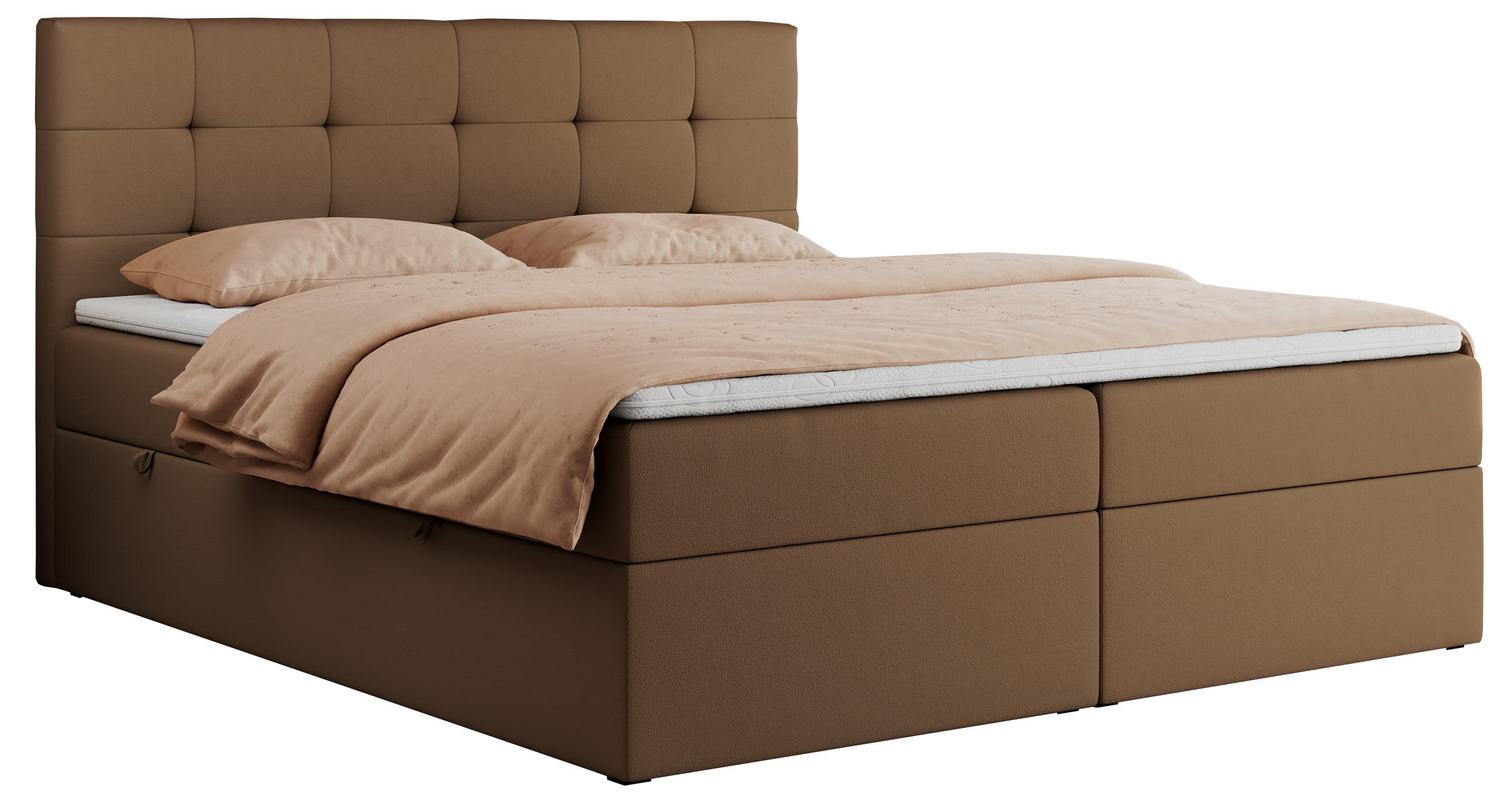 BOXBETT CENTO 200/200 Braun Kunstleder - H4 - Braun, Holz/Textil (200/200cm) - MKS
