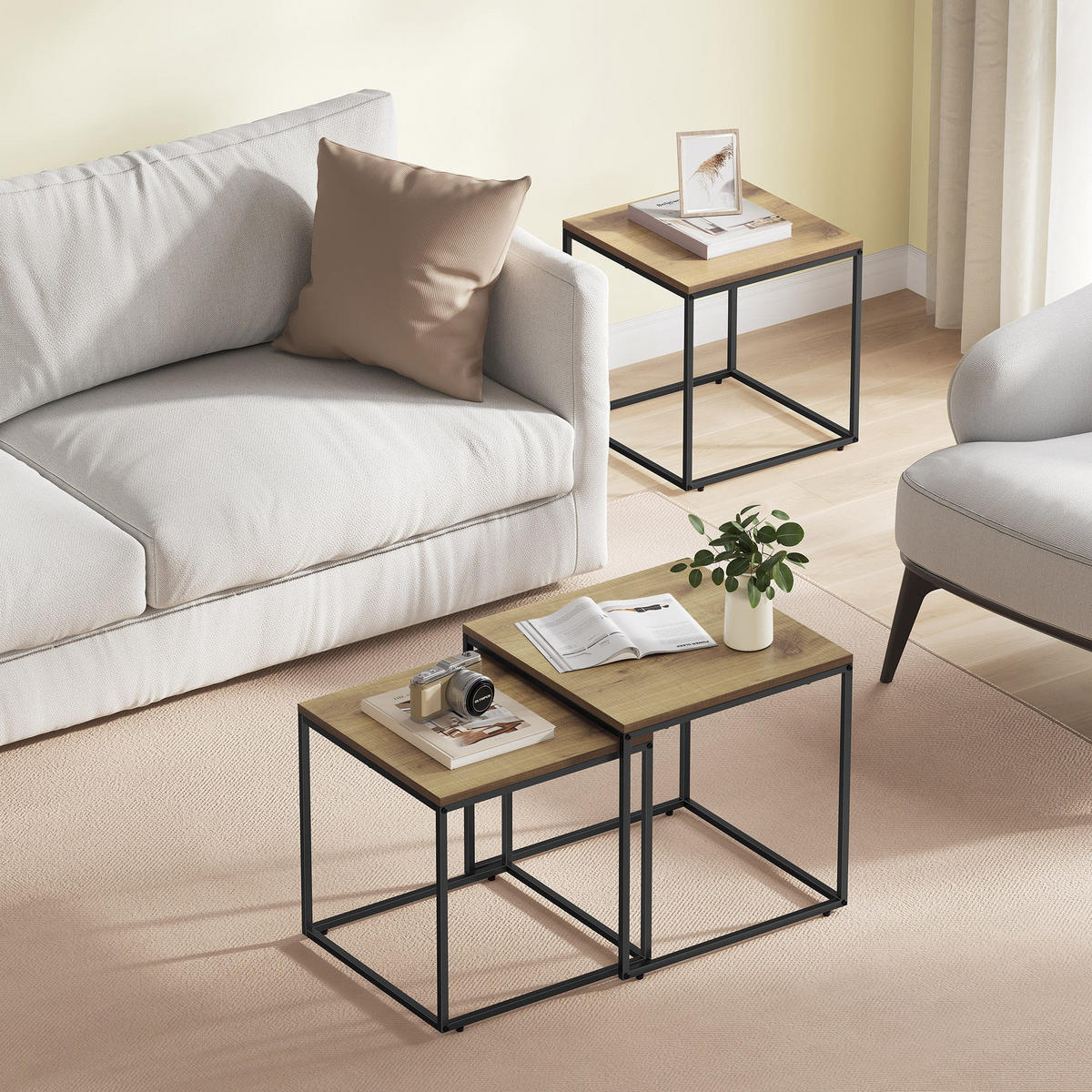 COUCHTISCH 2er Set quadratisch - Eichefarben, Holzwerkstoff (50/50/50.5cm) - Mat-Haus