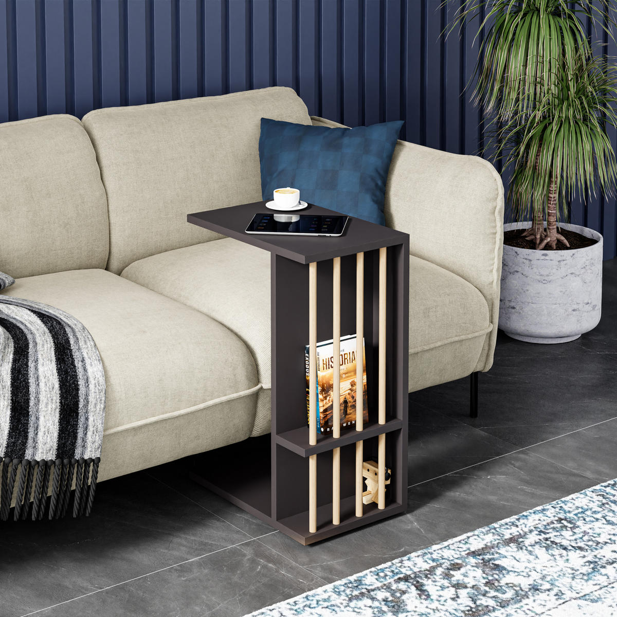 BEISTELLTISCH Siikainen - Schwarz, Holzwerkstoff (29/44/65cm) - [en.casa]