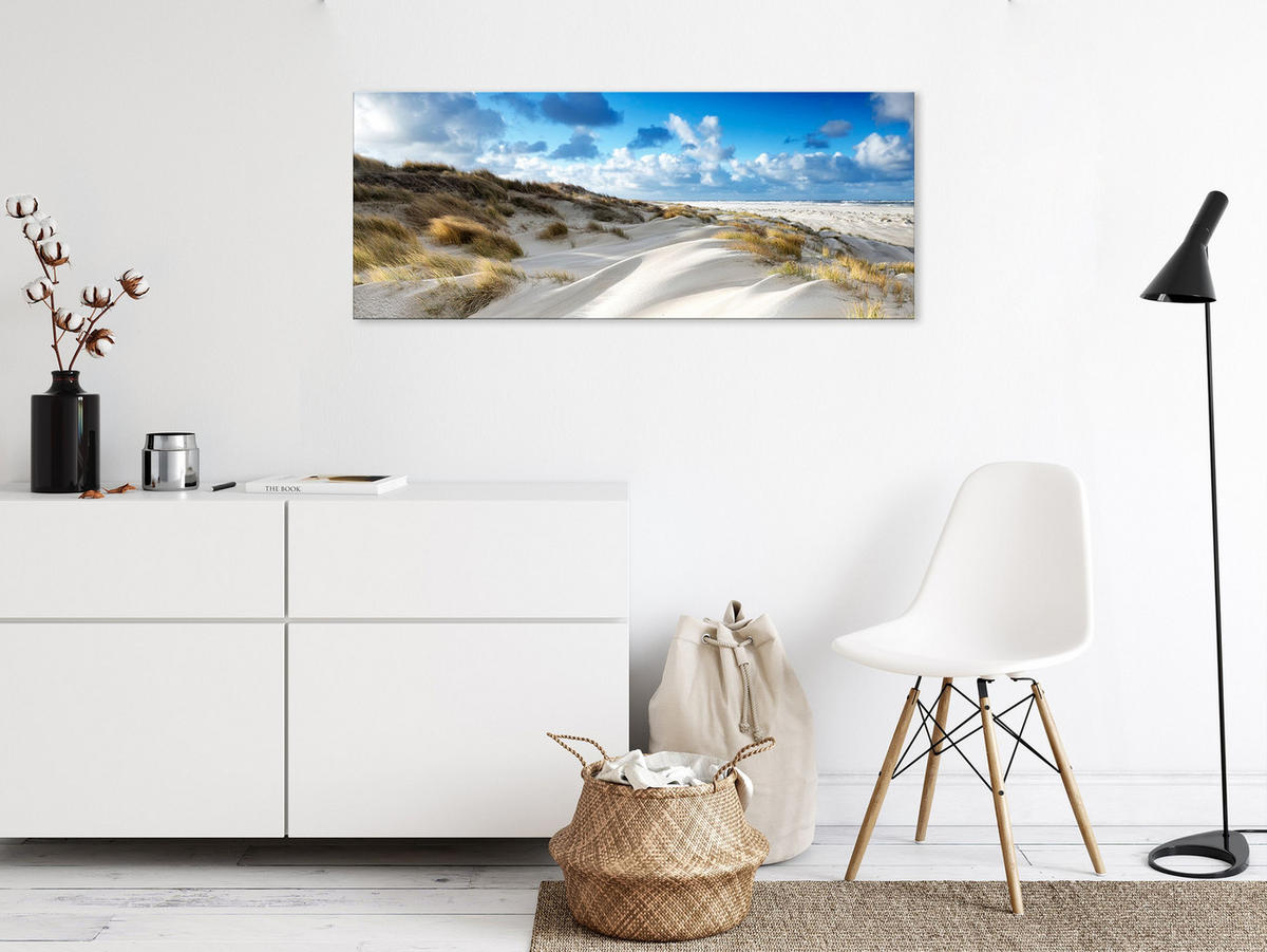 GLASBILD 125x50 cm Strand Dünen beige blau - Beige, Glas (125/50cm) - artissimo