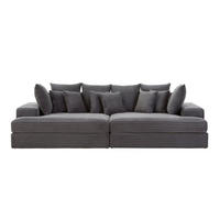 SOFA cardiff anthrazit 4-sitzer cord - Grau, Holz (262/67/150cm) - Concept Usine