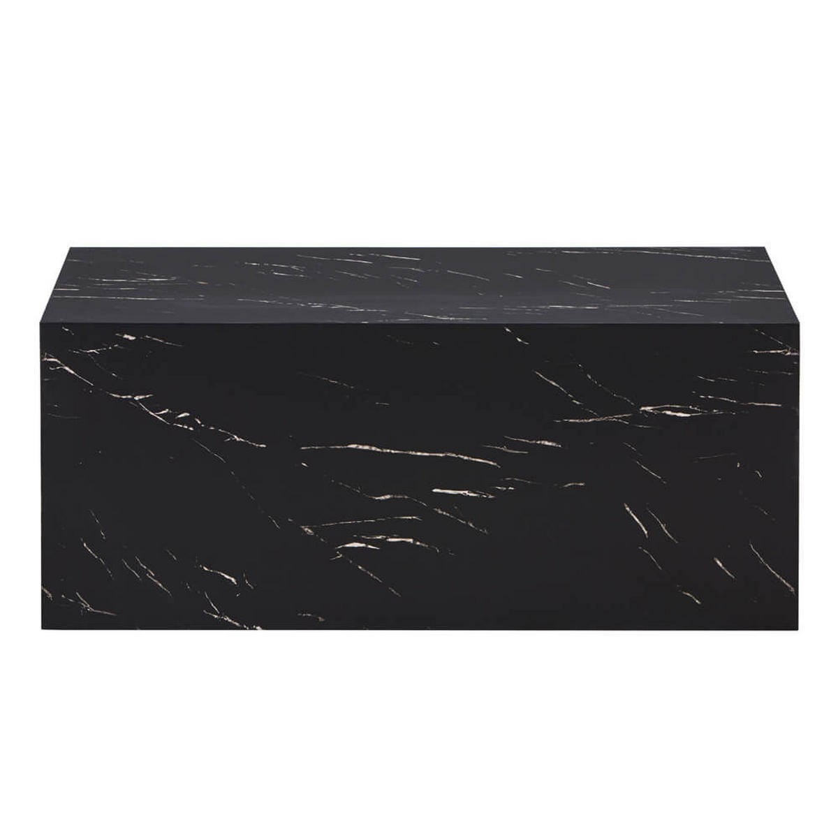 COUCHTISCH Marmor AMIRI L - 95 x 50 cm Schwarz - Schwarz, Holzwerkstoff/Textil (50/95/40cm) - Home Deluxe
