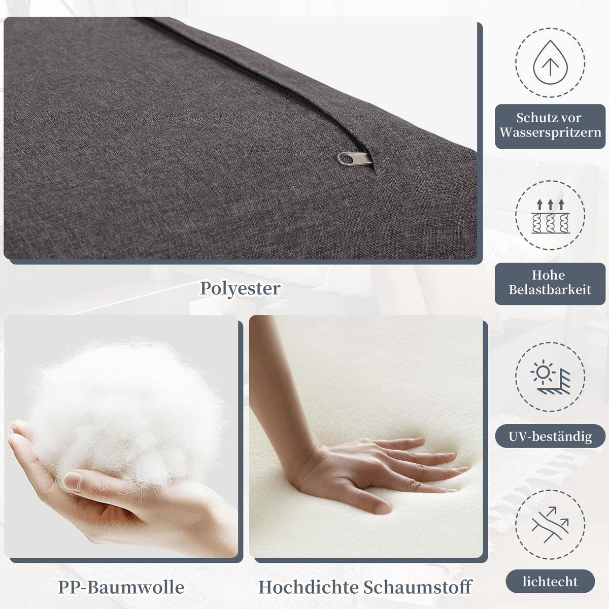 LOUNGEGARNITUR mit zwei Couchtischen, Grau + Schwarz - Grau, Metall - KOMHTOM