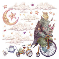 WANDAUFKLEBER 60x77cm - Pastellfarbene Tiere - Multicolor, Kunststoff (60/77/0.1cm) - Wallfluent