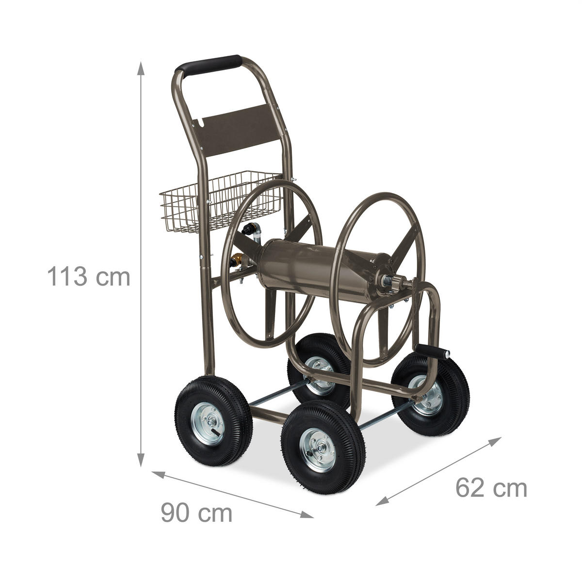 SCHLAUCHWAGEN - Braun, Kunststoff/Metall (62/113/90cm) - Relaxdays