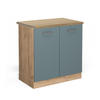 SPÜLENUNTERSCHRANK R-Line Blau-Grau 80 cm, AP Eiche - Eiche Wotan/Blaugrau, Holzwerkstoff (80/81.6/60cm) - Vicco