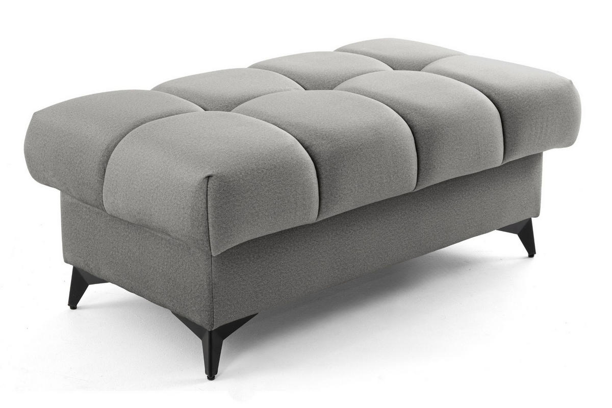 POUF PUDDING 110 x 60 cm Velours Grau - Schwarz/Grau, Holz/Textil (110/43/60cm) - Muffo