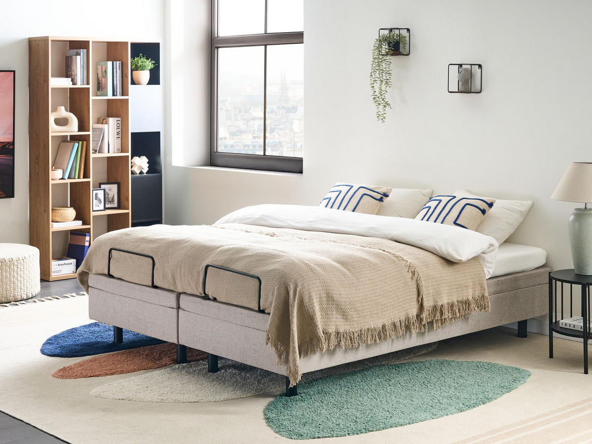 PAT reglabil fără tablie textil 160/200 cm bej Duke - bej, material textil (160/200cm) - Beliani