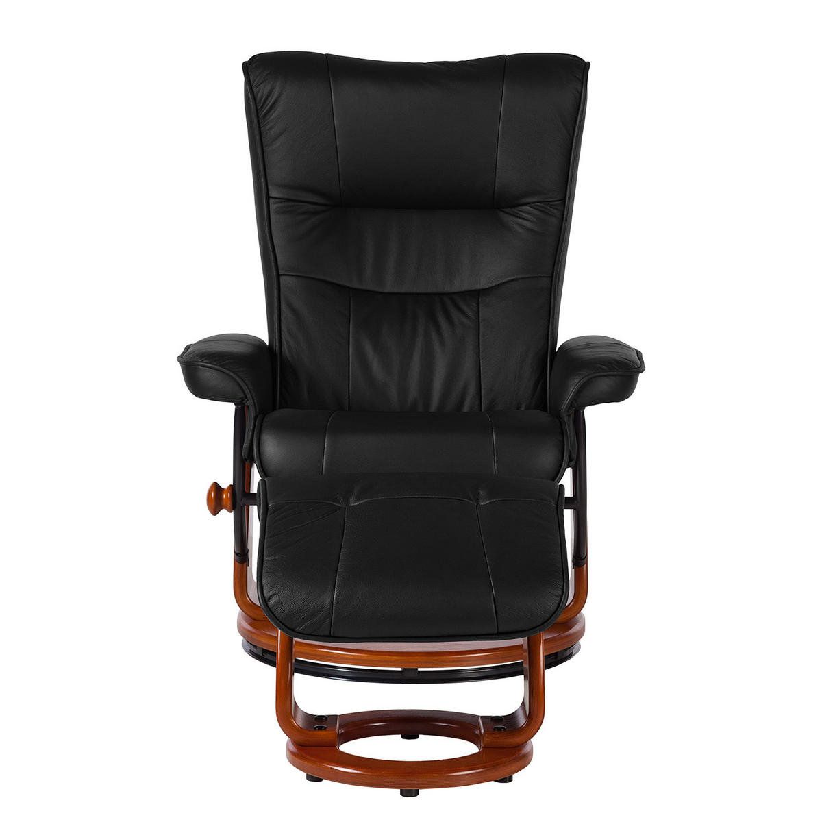 RELAXSESSEL - Echtleder / Kunstleder - Schwarz/Braun, Leder/Holz (82/105/84cm) - home24