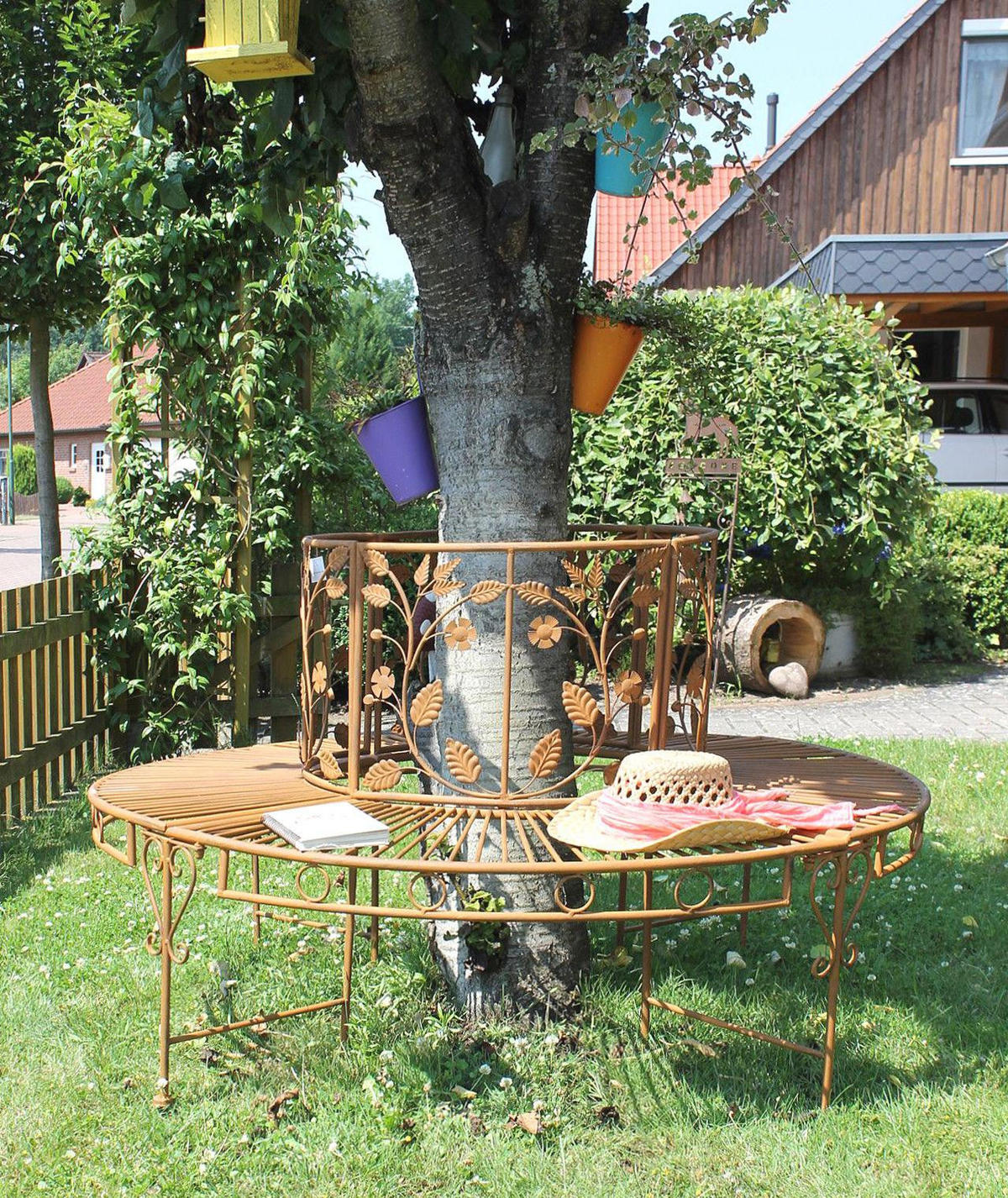 GARTENBANK Rund Metall Braun 140/140/84 cm - Braun, Metall (140/84/140cm) - DanDiBo