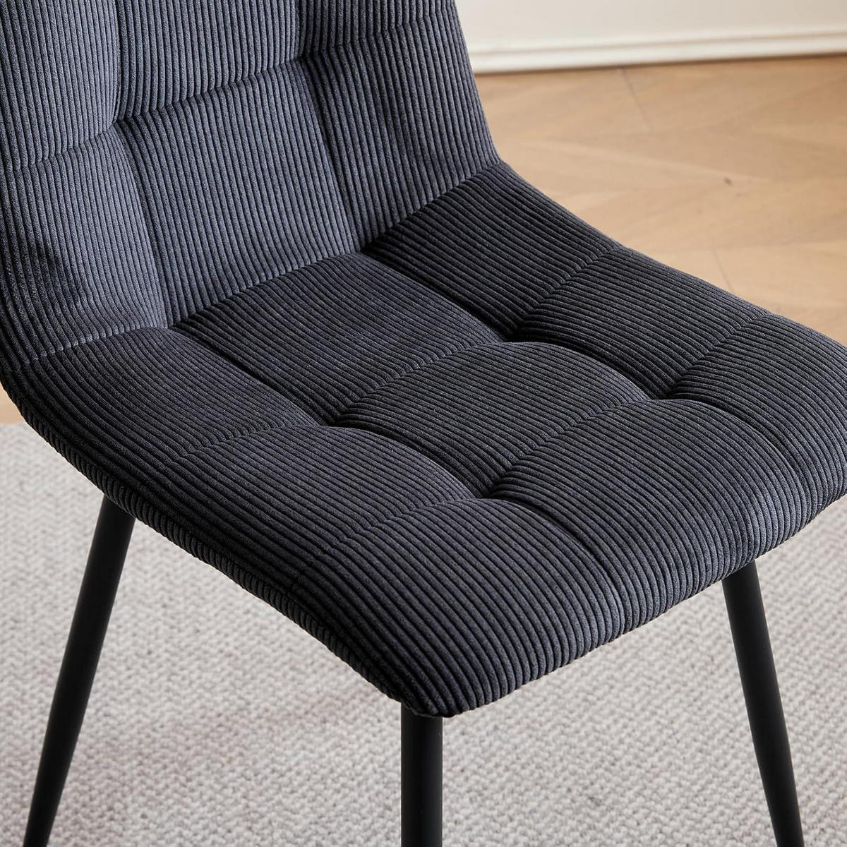 ESSZIMMERSTÜHLE 8er-Set Samt Cord Grau Schwarz - Multicolor, Textil (43/89.5/44cm)