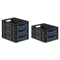 EUROBOX 5x NextGen Color 12x30x40 cm 11 Liter Griffe blau offen, Schwarz - Blau/Schwarz, Kunststoff (30/12/40cm) - PROREGAL