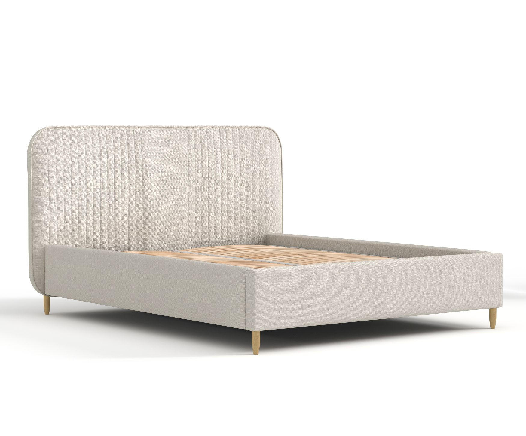 POLSTERBETT Livy Beige 120/200 cm im Webstoff - Beige/Naturfarben, Holz/Holzwerkstoff (120/200cm) - Maison de Reve