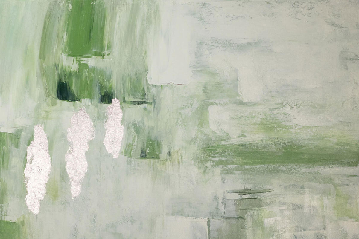 ACRYLBILD HANDGEMALT 120/80 cm - Weiß/Grün, Holz/Textil (2.08/80cm) - KUNSTLOFT