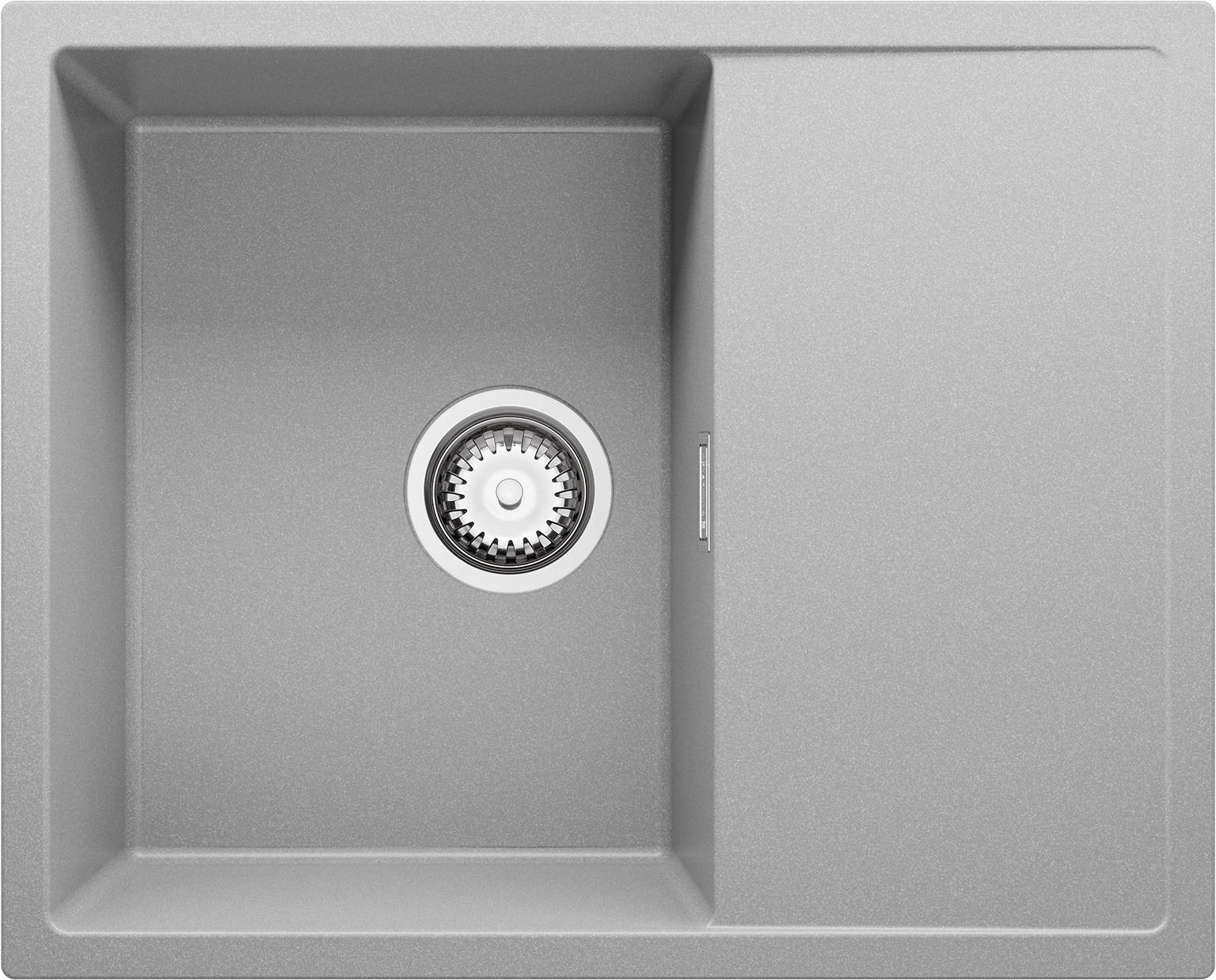SPÜLBECKEN Ibiza, 2-er set Grau 62/50 cm 1 Becken + Ablauf-Set ab 45er Unterschrank - Chromfarben/Grau, Kunststoff (62/19/50cm) - Primagran