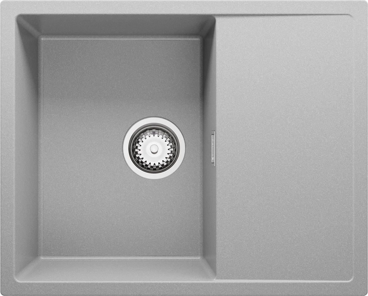 SPÜLBECKEN Ibiza, 2-er set Grau 62/50 cm 1 Becken + Ablauf-Set ab 45er Unterschrank - Chromfarben/Grau, Kunststoff (62/19/50cm) - Primagran