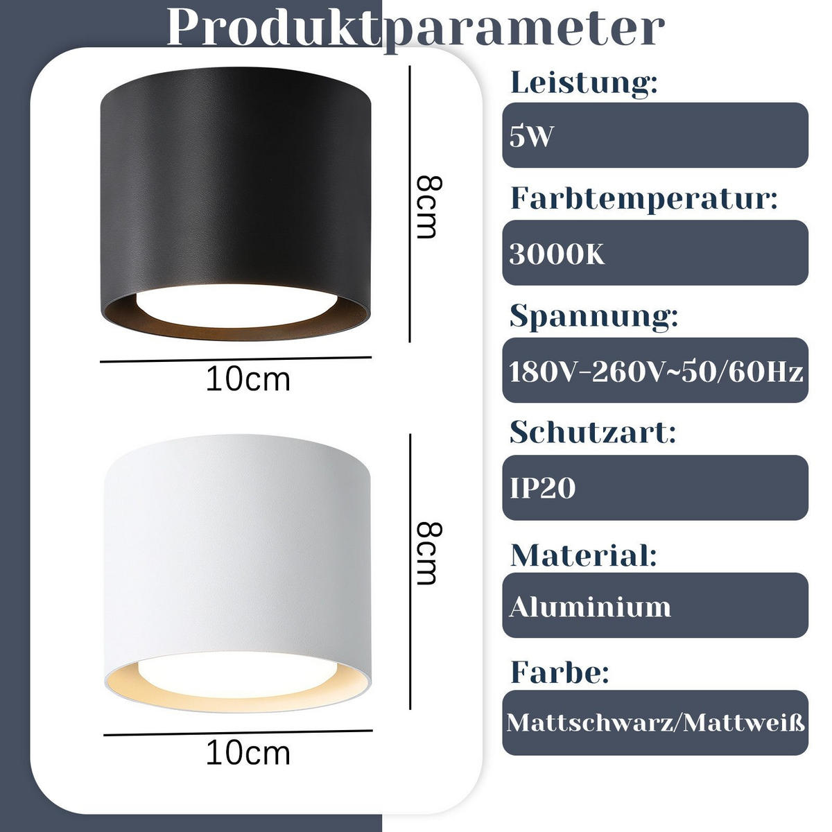 AUFBAULEUCHTE Adelgiso II 10/10/8cm - Schwarz, Metall (10/10/8cm) - Nettlife