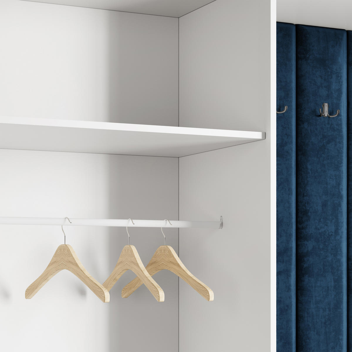 GARDEROBENSCHRANK REMA 120/240/60 cm Modern Garderobe-Set Eiche Lefkas - Blau/Eichefarben, Holzwerkstoff (120/240/60cm) - MASSENO