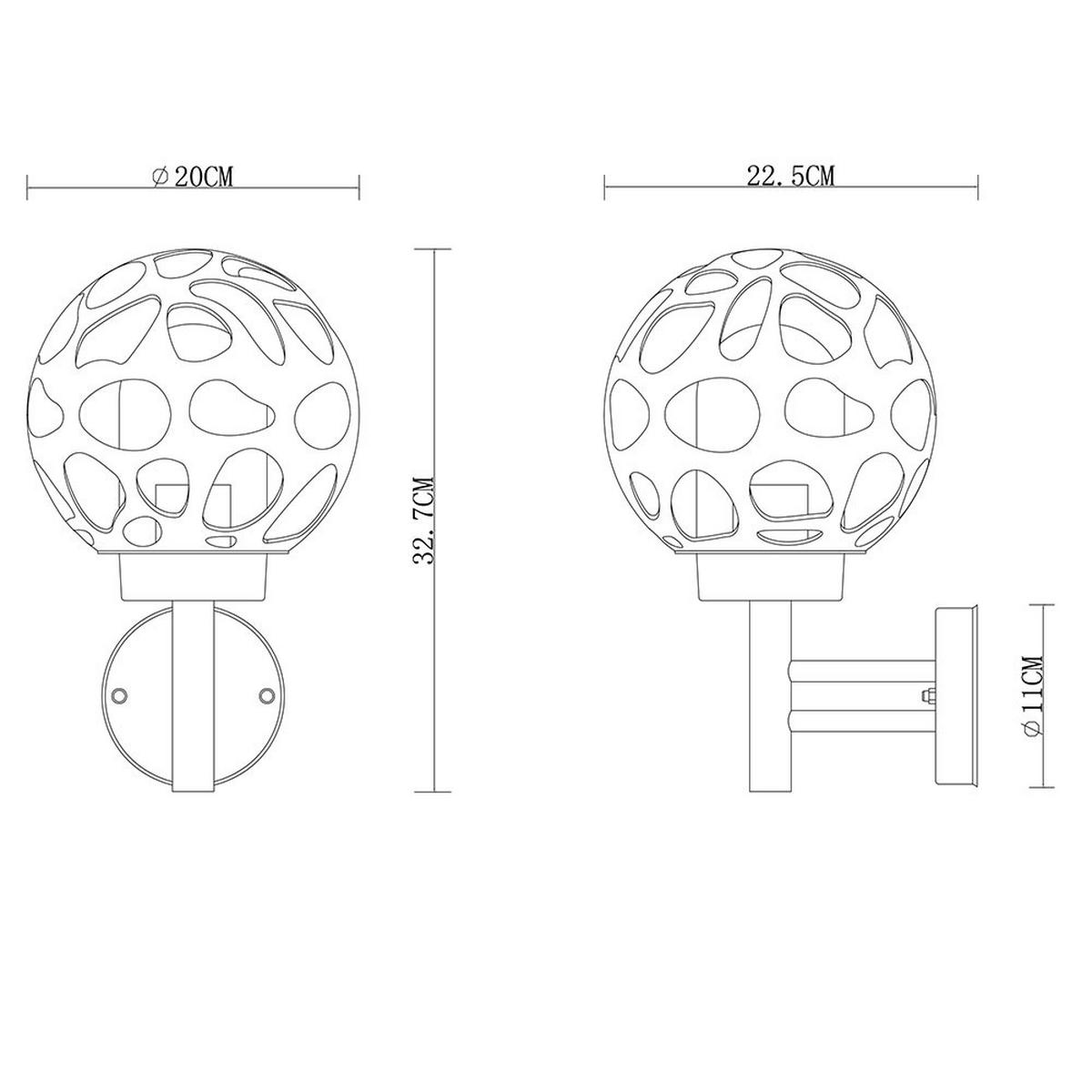 AUSSEN-WANDLEUCHTE Edelstahl Anthrazit - Anthrazit, Metall (20/32.7/22.5cm) - Globo Lighting