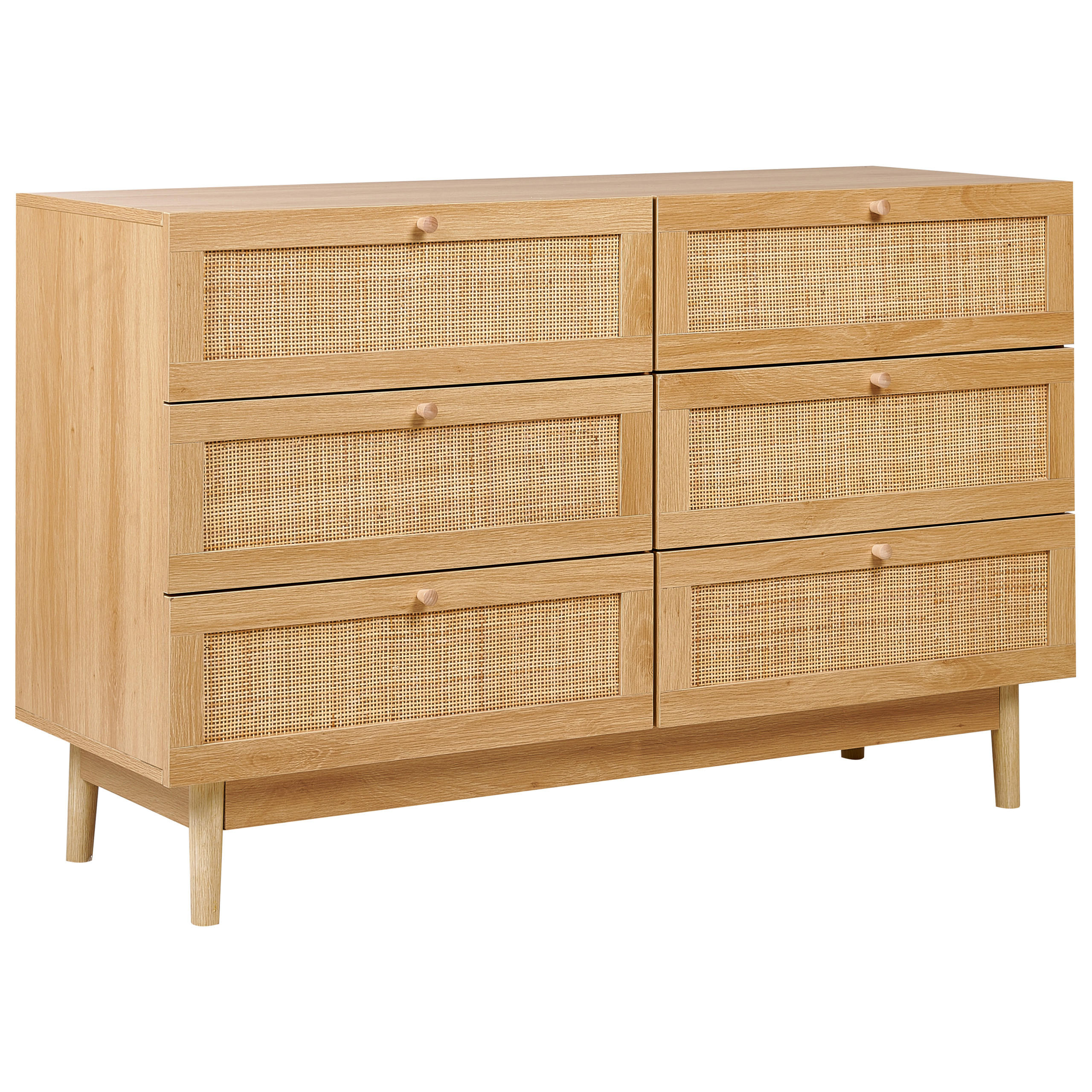 KOMMODE mit 6 Schubladen Hellbraun Nivo - Braun, Holzwerkstoff (120/76/42cm) - Beliani