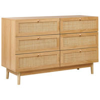 KOMMODE mit 6 Schubladen Hellbraun Nivo - Braun, Holzwerkstoff (120/76/42cm) - Beliani