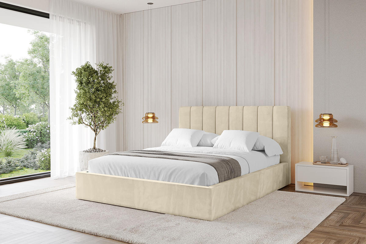 POLSTERBETT mit Bettkasten und Lattenrost, Bett mit Matratze H3/H4 - STERA 160x200 Beige - Cappuccino, Holzwerkstoff/Textil (160/200cm) - ALTDECOR
