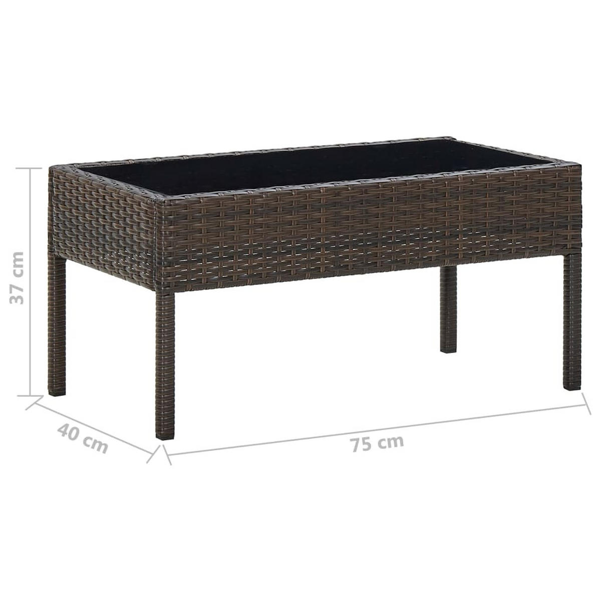 GARTENTISCH Braun 75/40/37 Cm Poly Rattan - Braun, Kunststoff (75/40/37cm) - vidaXL