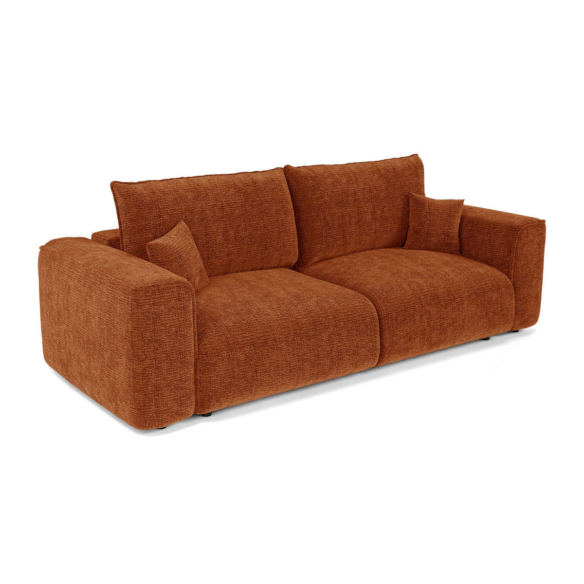 SCHLAFSOFA mit Stauraum COMO Kettgewebe mit weichem Griff Terrakotta 254cm - Dunkelorange/Terracotta, Textil (254/78/95cm) - Premium Interiors