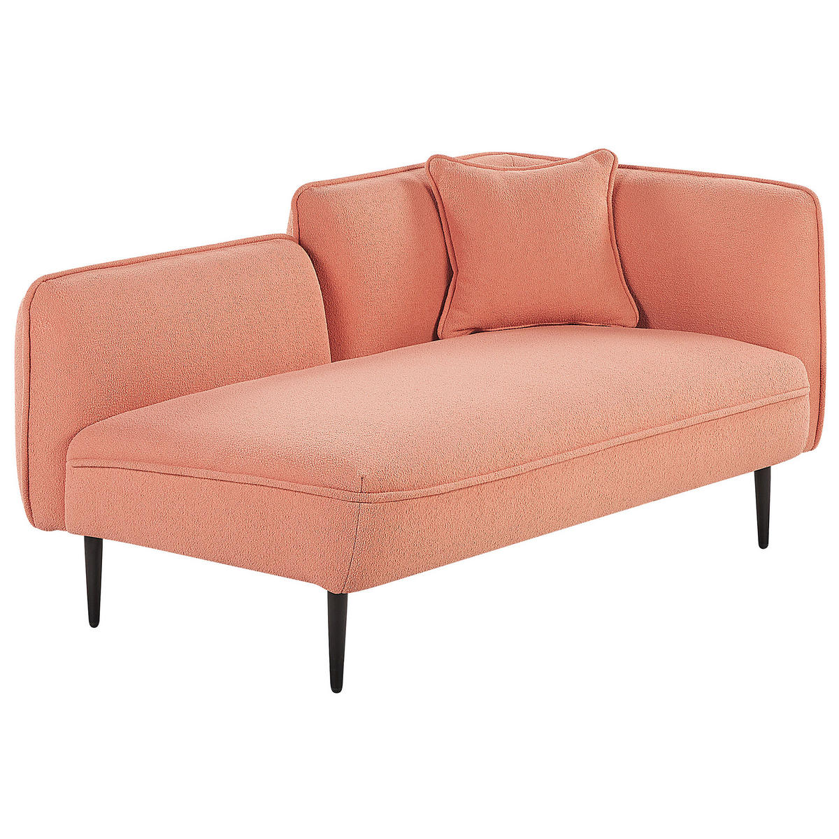 CHAISELONGUE Bouclé pfirsichrosa rechtsseitig Chevannes - Pink/Schwarz, Textil (138/74/77cm) - Beliani