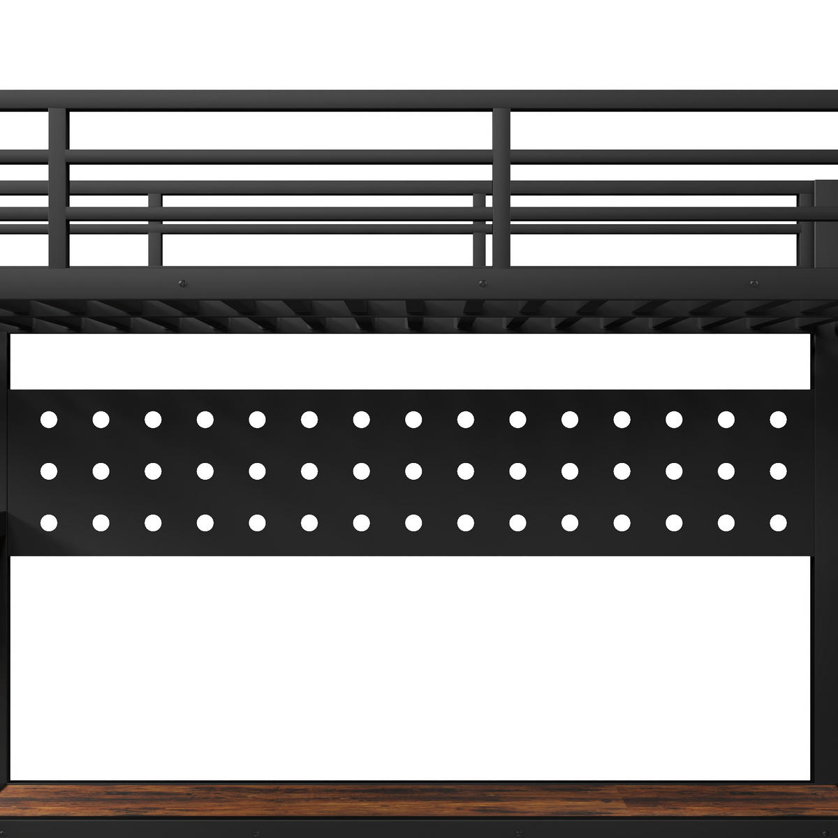 HOCHBETT 90/200 cm in Schwarz mit 3 Schubladen, Lochwand, Tisch, LED und Steckdose - Schwarz, Holzwerkstoff/Metall (90/200cm) - STILVORA