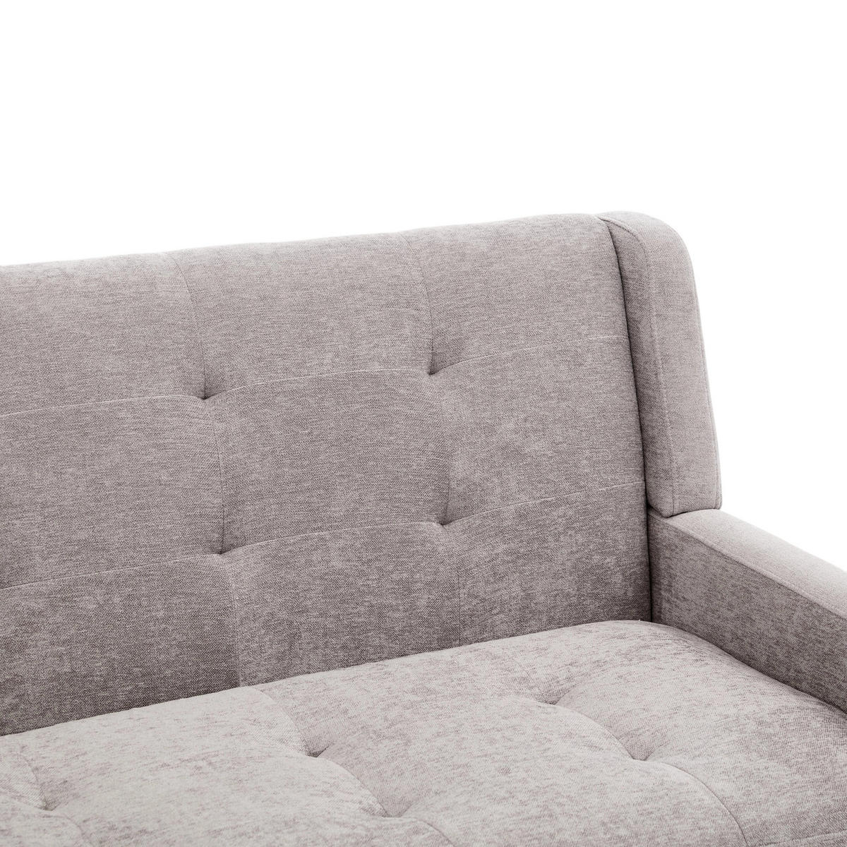 SITZBANK 2-Sitzer Leinenoptik Polster mit Knopfsteppung, Massivholzbeinen 119/75/88 cm Hellgrau - Hellblau, Textil (75/88/119cm) - Redom