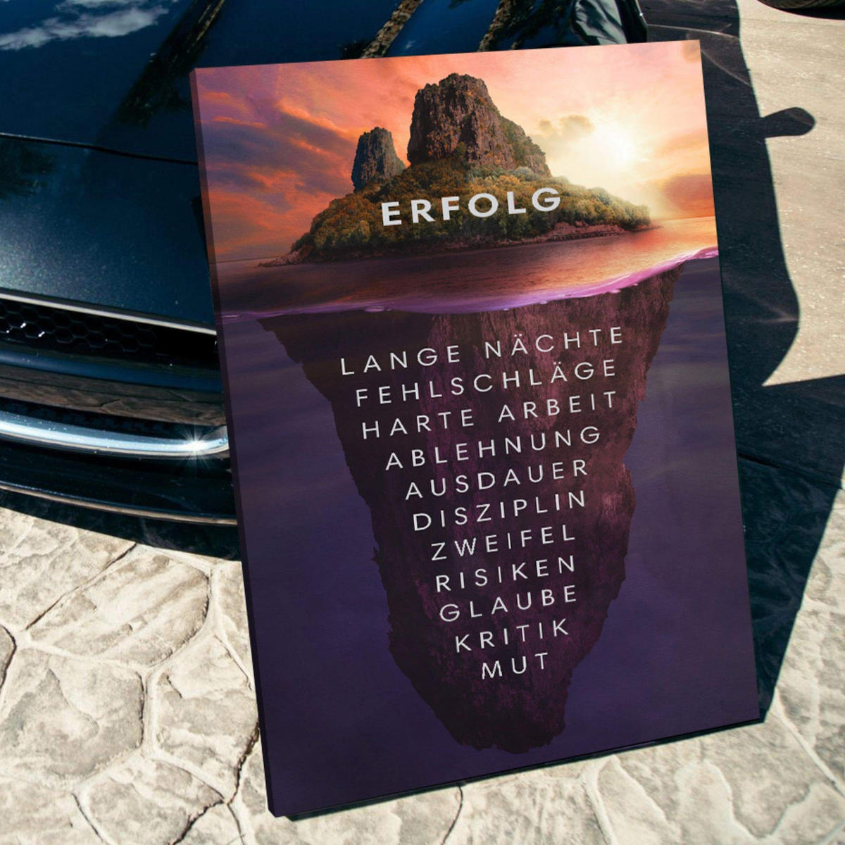 WANDBILD XXL "Insel des Erfolgs" - 40 x 60 cm - Weiß, Textil (40/60cm) - Hustling Sharks
