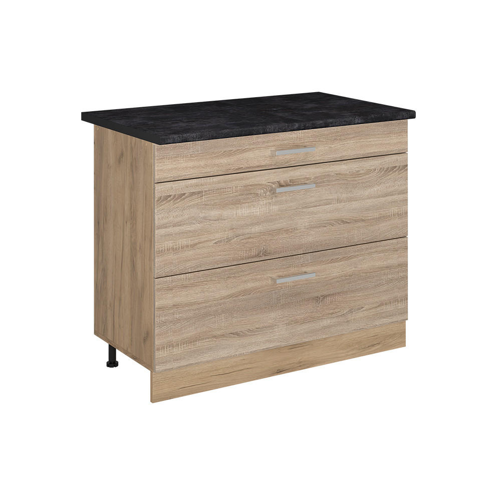SPODNÍ SKŘÍŇKA KUCHYŇSKÉ LINKY R-Line, Sonoma/Zlatý mocný dub, 100 cm pracovná doska antracitová - Sonoma dub/barva dubu, kompozitní dřevo (100/81.6/60cm) - Vicco