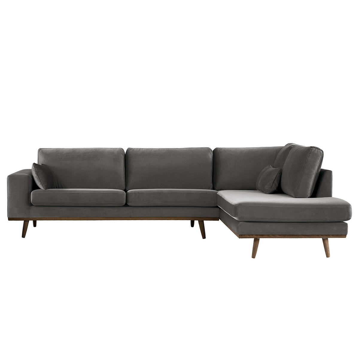 ECKSOFA mit Ottomane - Eichefarben/Dunkelgrau, Eichenholz/Textil (287/219cm) - home24