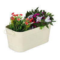 BLUMENKASTEN - Creme, Metall (38/16/19cm) - Relaxdays
