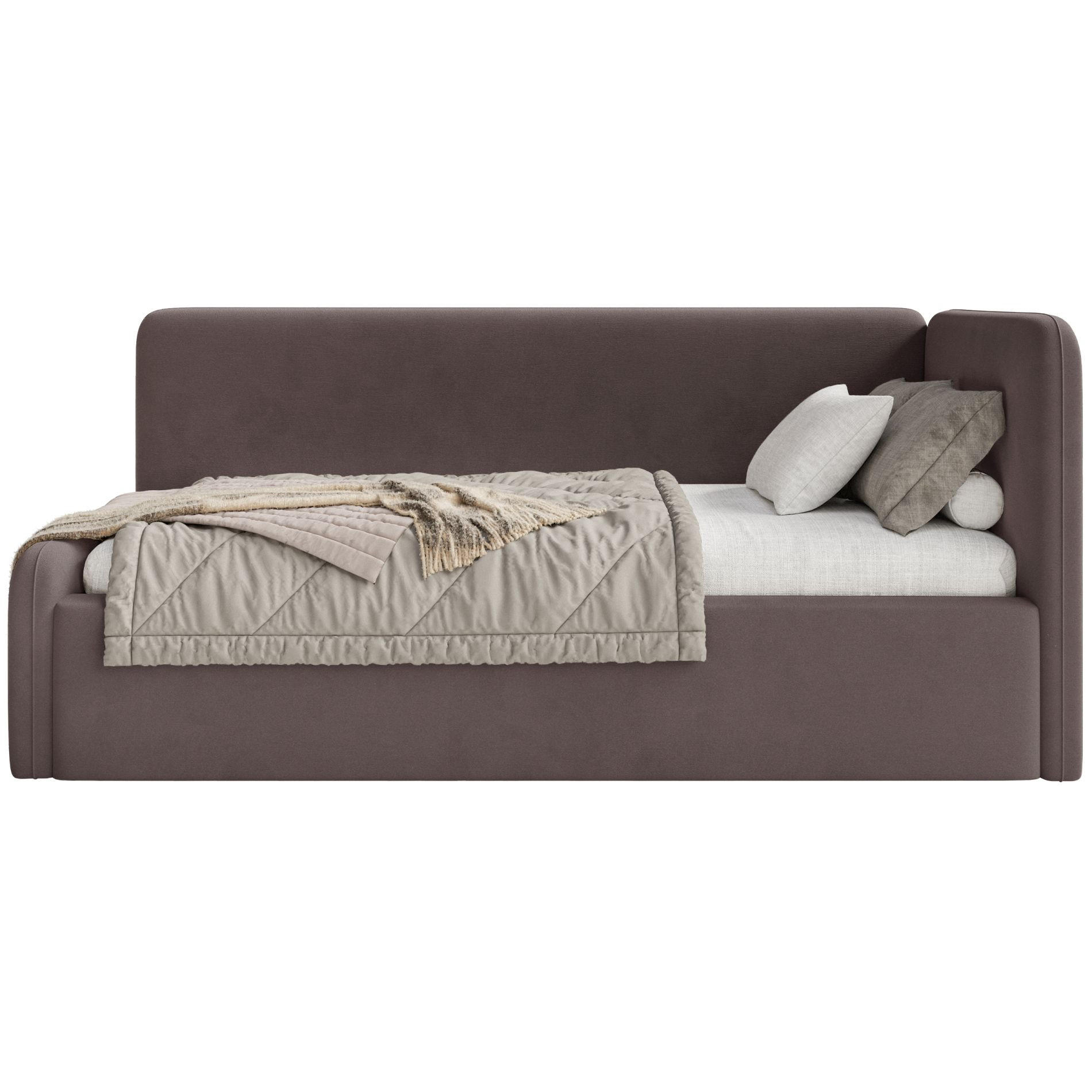 JUGENDBETT Fanko Samt Braun 90x200 cm - Schwarz/Braun, Kunststoff/Textil (90/200cm) - Selsey