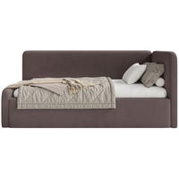 JUGENDBETT Fanko Samt Braun 90x200 cm - Schwarz/Braun, Kunststoff/Textil (90/200cm) - Selsey