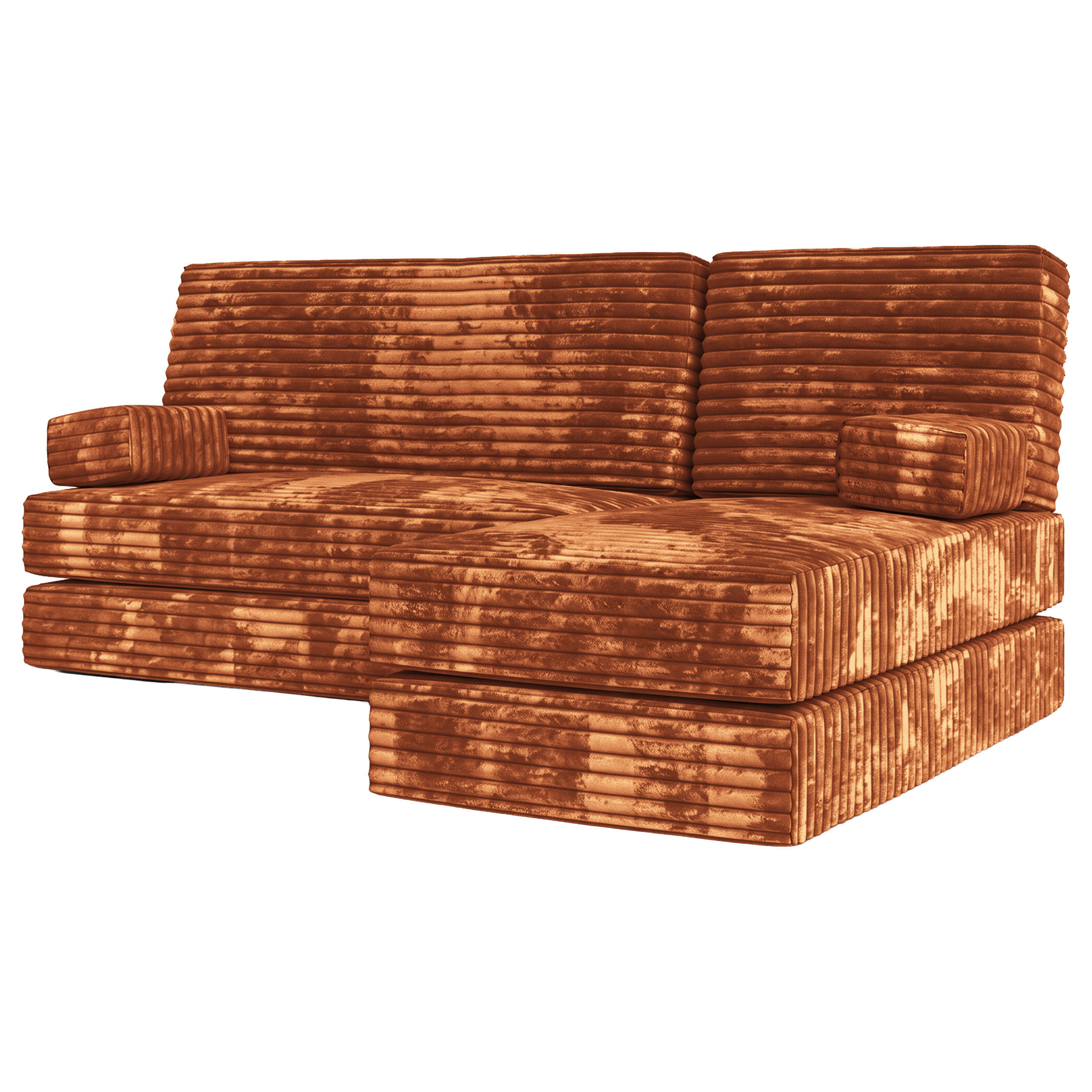 ECKSOFA NOTIA modulares Boneless Sofa mit Schlaffunktion Braun Cordstoff - Braun, Textil (200/120cm) - MASSENO