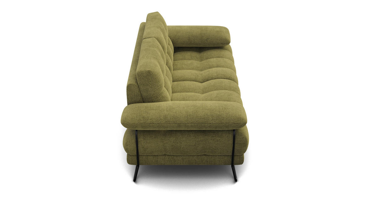 SOFA BUBBARA 2-Sitzer, olivgrün - Schwarz/Olivgrün, Holz/Textil (185/87/96cm) - Courtois Laville