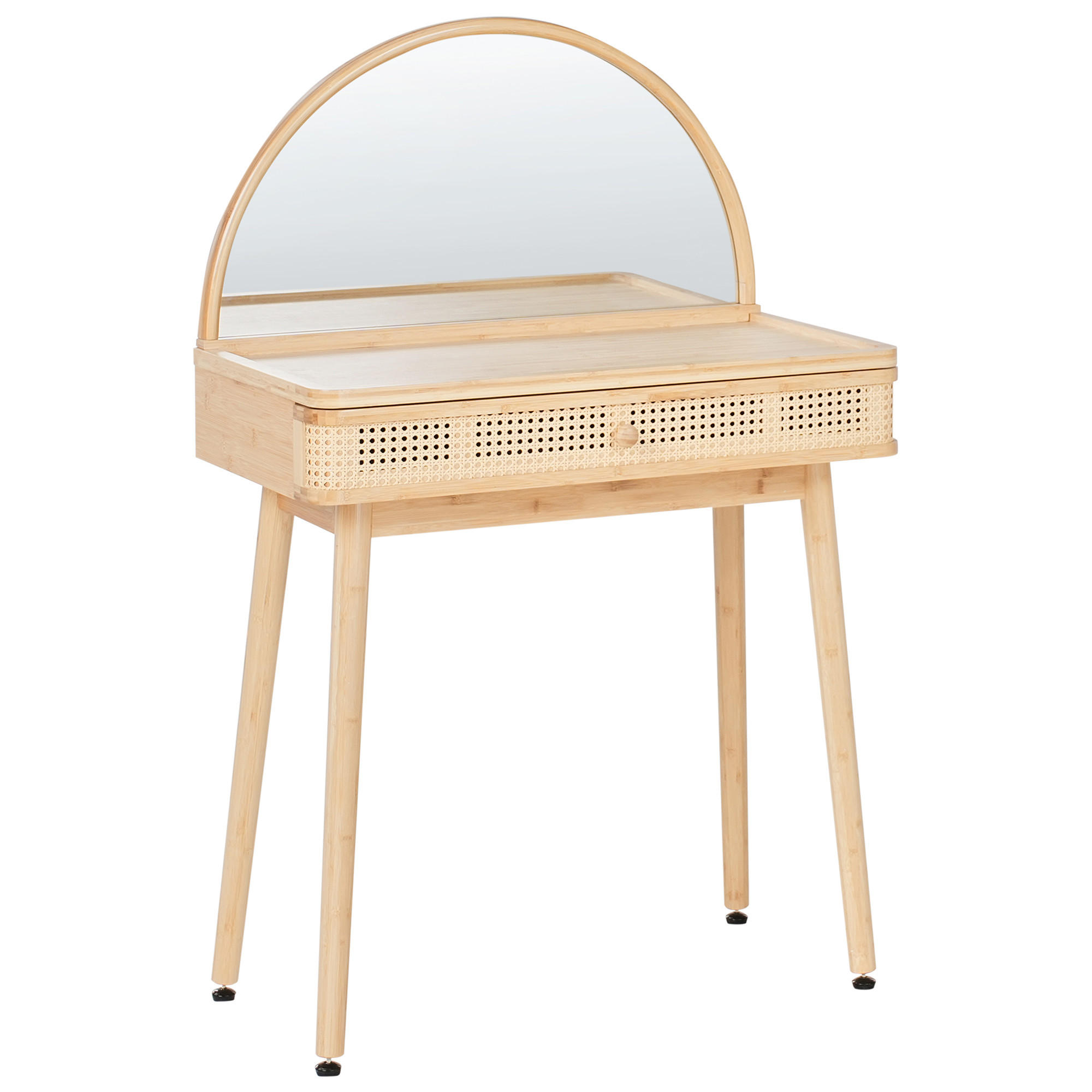 MASĂ DE MACHIAJ cu oglindă maro deschisă Rancheria - maro deschis, lemn (81/124/41cm) - Beliani