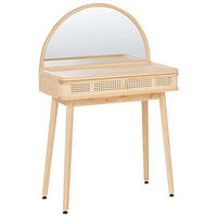 MASĂ DE MACHIAJ cu oglindă maro deschisă Rancheria - maro deschis, lemn (81/124/41cm) - Beliani