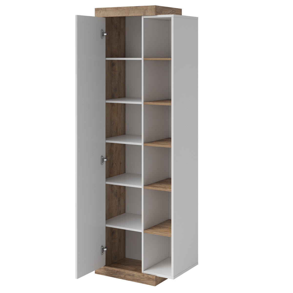 VITRINE in Eichefarben, Weiß - Eichefarben, Holzwerkstoff (67/200/40cm) - MASSENO