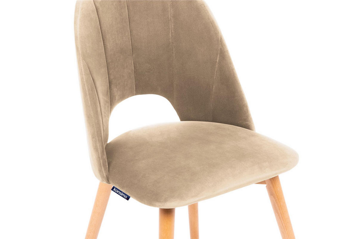 ESSZIMMERSTUHLE TINO 2-tlg Velours-Sitz, Beige - Eichefarben/Beige, Holz/Textil (48/86/44cm) - KONSIMO®