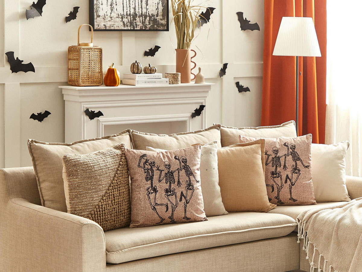 DEKOKISSEN 2er-Set Hellbeige 45/45 cm Mortesti - Beige, Textil (45/45cm) - Beliani