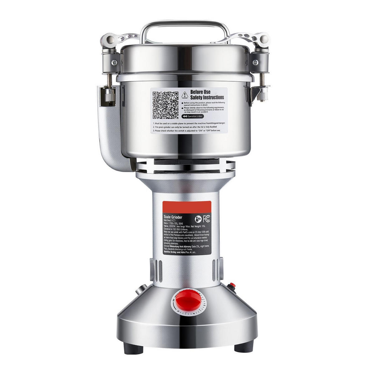 GETREIDEMUHLE Elektrische 750g Edelstahl 2000W - Silberfarben, Metall (20.01/41/20.01cm) - Rolipo